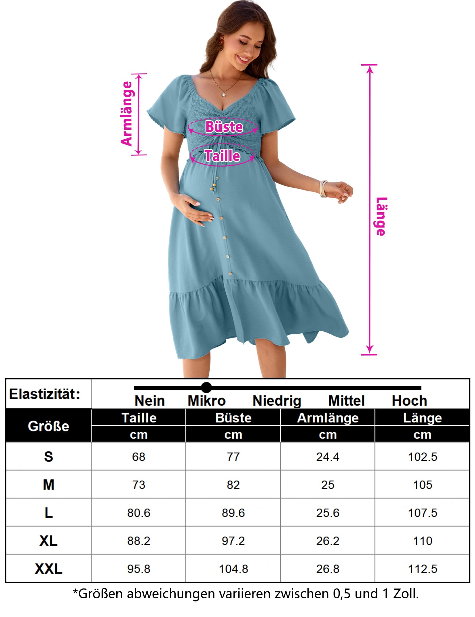 YesFashion Robe de grossesse à manches courtes pour femme enceinte à volants maxi robe d'allaitement (emballage réutilisable)