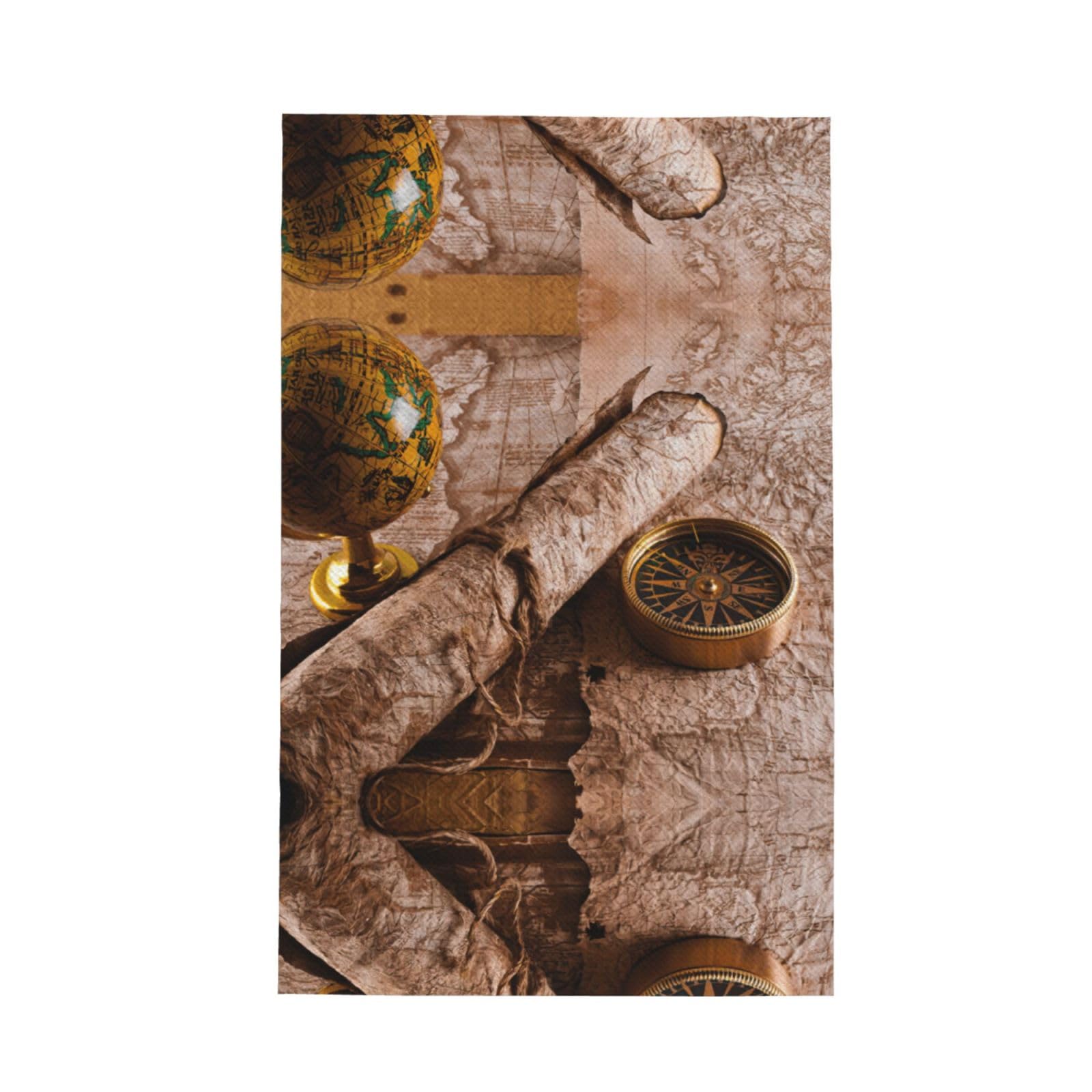 XXahnbm Compass And Ancient Map Print Waffle Kitchen Towel,Absorbent Hand Towel