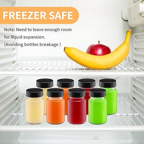 Miniatura 5 de Tarros de vidrio de 2 onzas con tapas, juego de botellas de vidrio para líquidos, jugos, inyección de jengibre, muestra, recipientes pequeños con