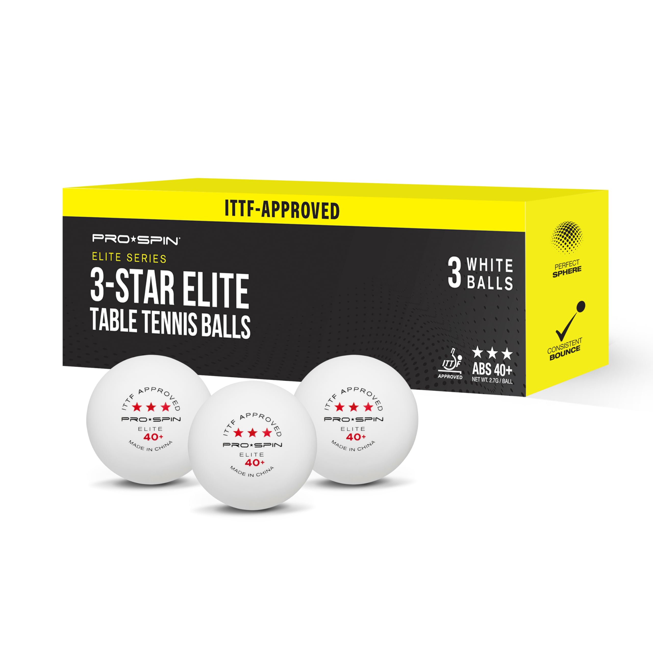 PRO-SPIN Ping Pong Balls – 3-Star ITTF Approved Premium Table Tennis Balls | High-Performance 40+ ABS Professional Quality for Indoor & Outdoor Play