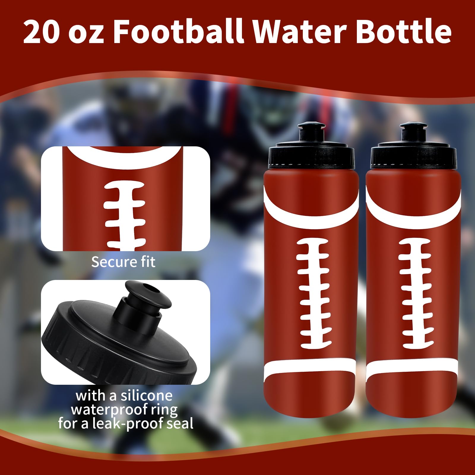 16 bottiglie d'acqua da 590 ml con 3 etichette da spremere, riutilizzabili, per bevande sportive, accessori per feste sportive, regali per feste sportive
