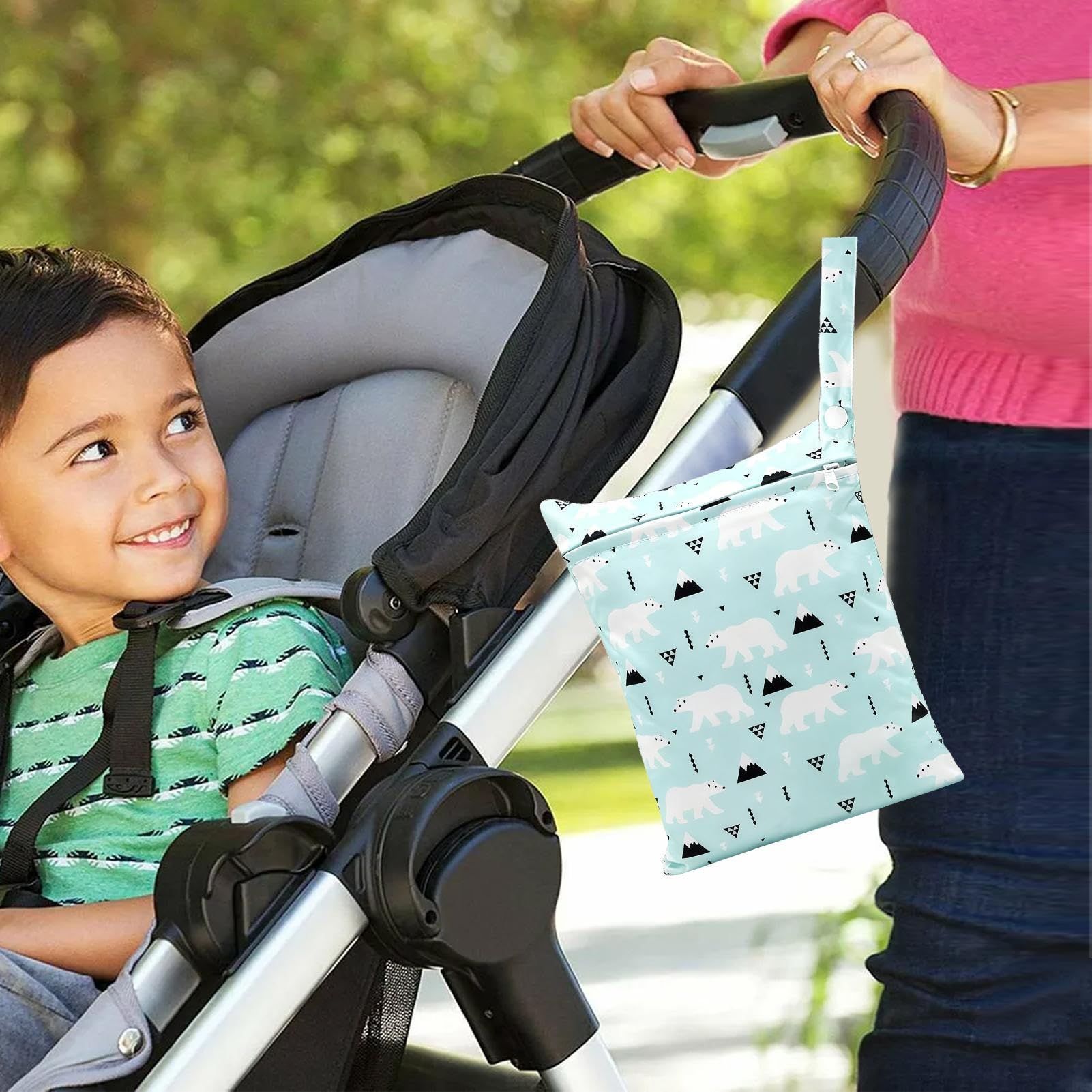 Sac à Langer Réutilisable à Fermeture Éclair en Tissu Humide et Sec pour Maillots de Bain, Lingettes, Vêtements