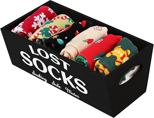 Blulu Cartel de cesta de Lost Socks para decoración de cuarto de servicio y accesorios, organizador de almacenamiento de pared para almacenamiento