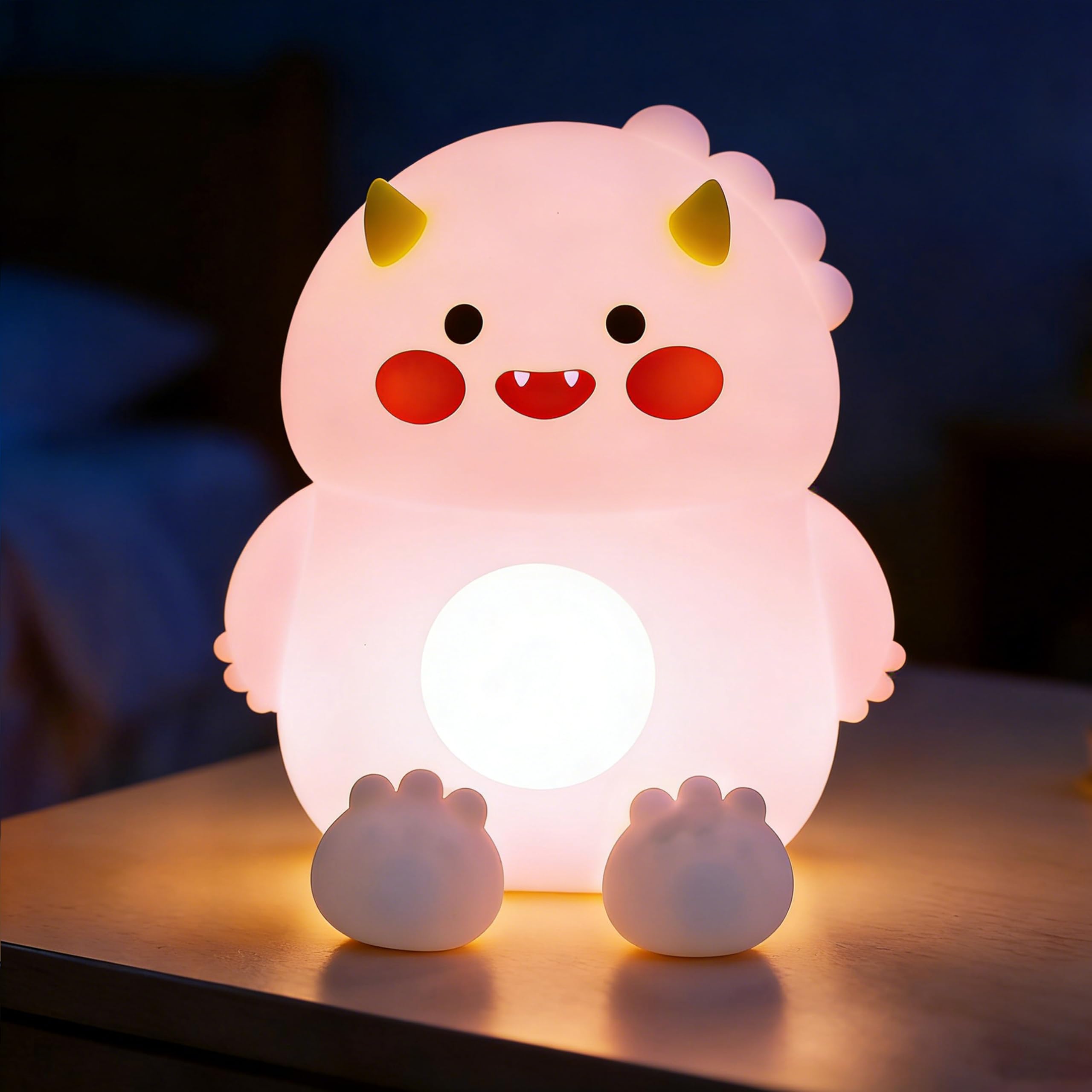 Kafux Boys Pink Dinosaur Night Light For Kids, Soft Silicone Nursery Lamp, Touch Control Dimmable Bedside Light, 3 Brightness Levels, Usb Rechargeable With 30-Min Timer, Toddler Bedroom Decor & Baby Gift (Pink)