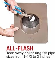 Vista 2 de Oatey 1-1/2 pulgadas a 3 pulgadas. Termoplástico All-Flash No-Calk 11-1/4 pulgadas x 15 pulgadas. Base de techo intermitente