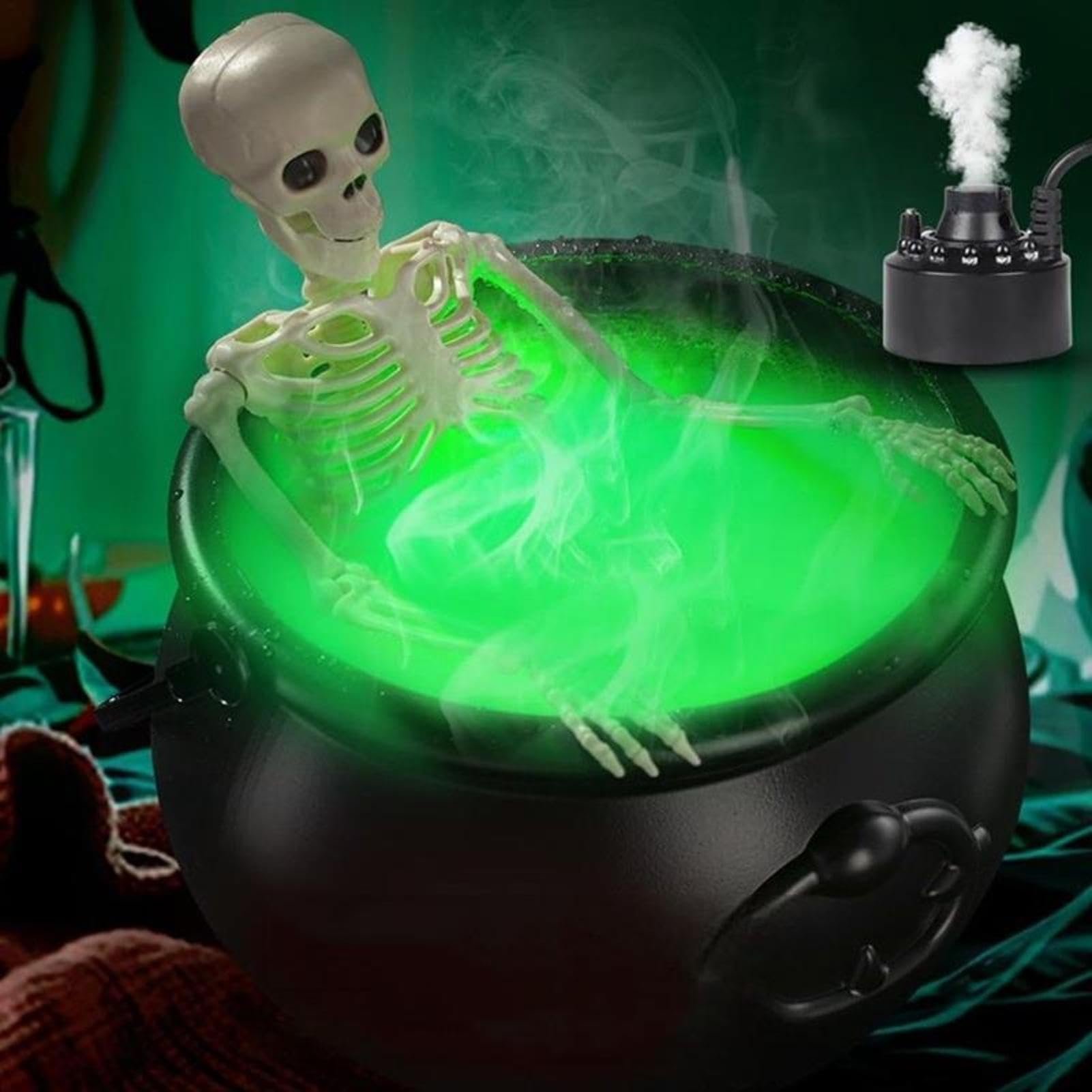 Duży kocioł na Halloween, straszne dekoracje na Halloween, w zestawie