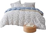 Floral Queen Comforter Set Soft Cute Floral Bedding Comforter Sets Garden Style Blue Flower Print Botanical Flowers Queen Comforter Set for All Seasons 1 Comforter and 1 Pillowcases