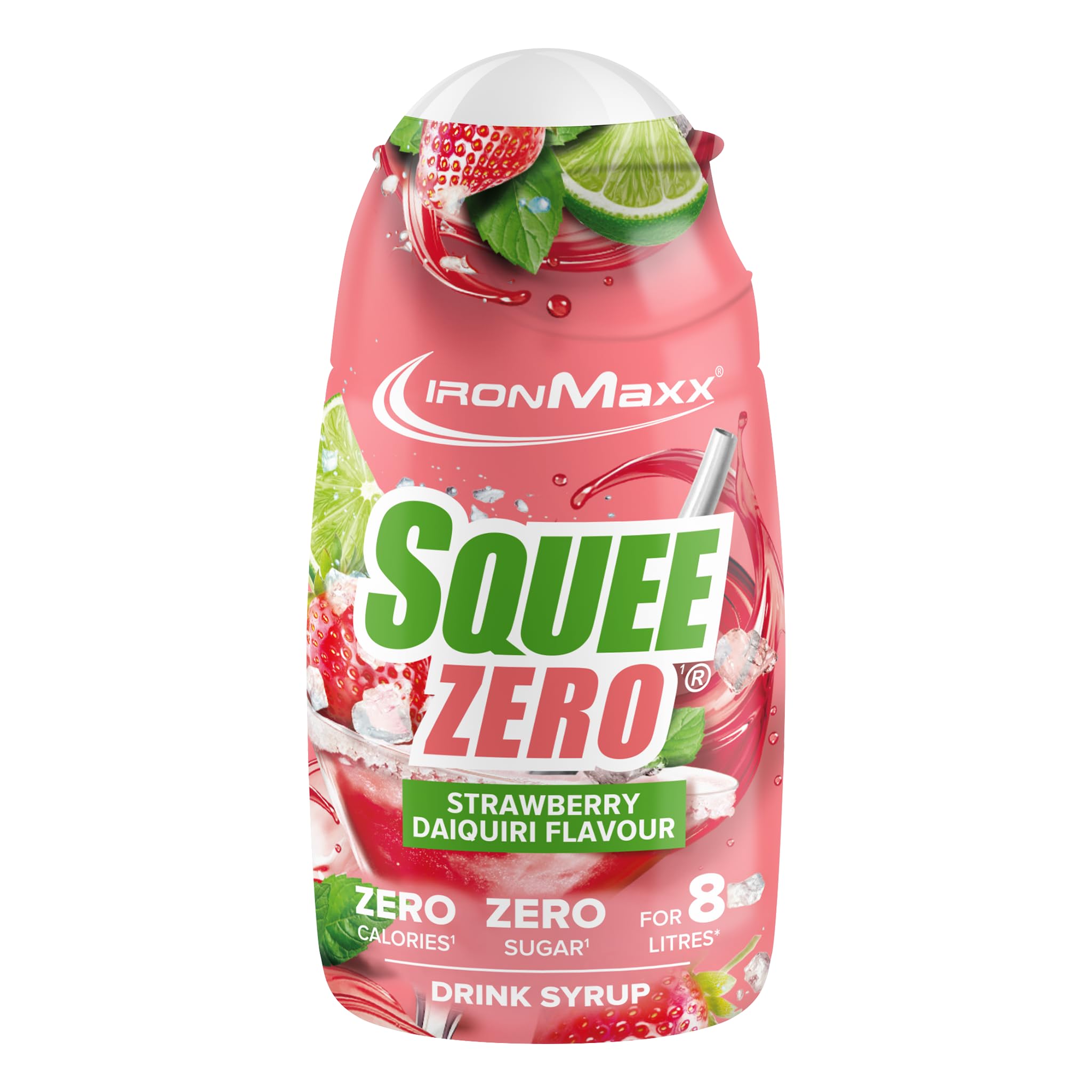 IronMaxx SqueeZero - Strawberry Daiquiri 65 ml | Zuckerfreier Sirup ohne Kalorien | Für 8 Liter Erfrischungsgetränk | Perfekt für unterwegs