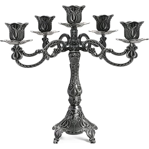 MMEXPER 5-Candle Metal Candelabra Centerpiece Candle Stand Home Decoration for Event, Wedding, Party