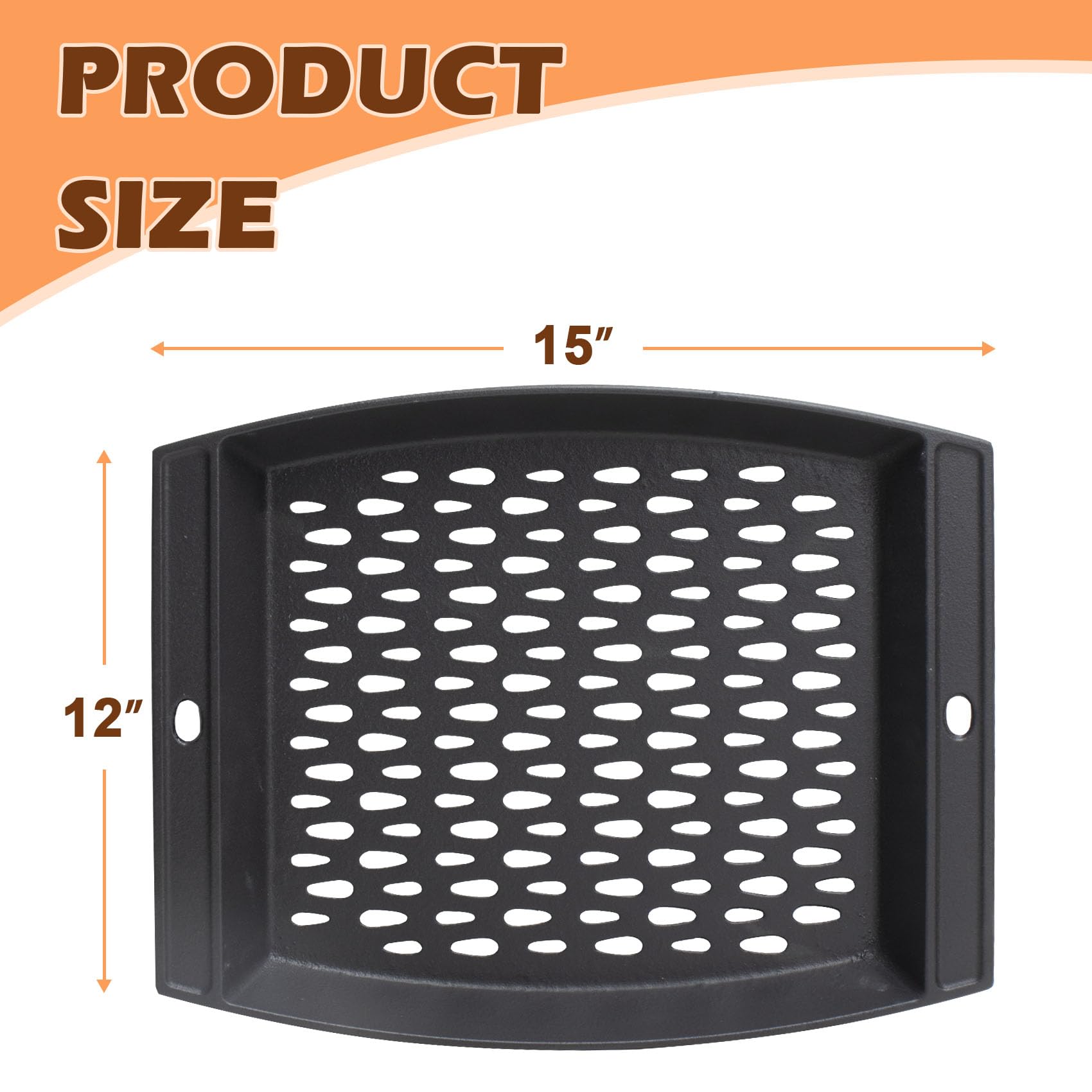 38.1x30.5 cm Gusseisen-Grillaufsatz für Outdoor-Grill, Fisch-Gemüse-Grillkorb, BBQ Grillpfannen Tablett für Weber, Char-Broil, Royal Gourmet und die meisten Holzkohle-Räucher- und Gasgrills