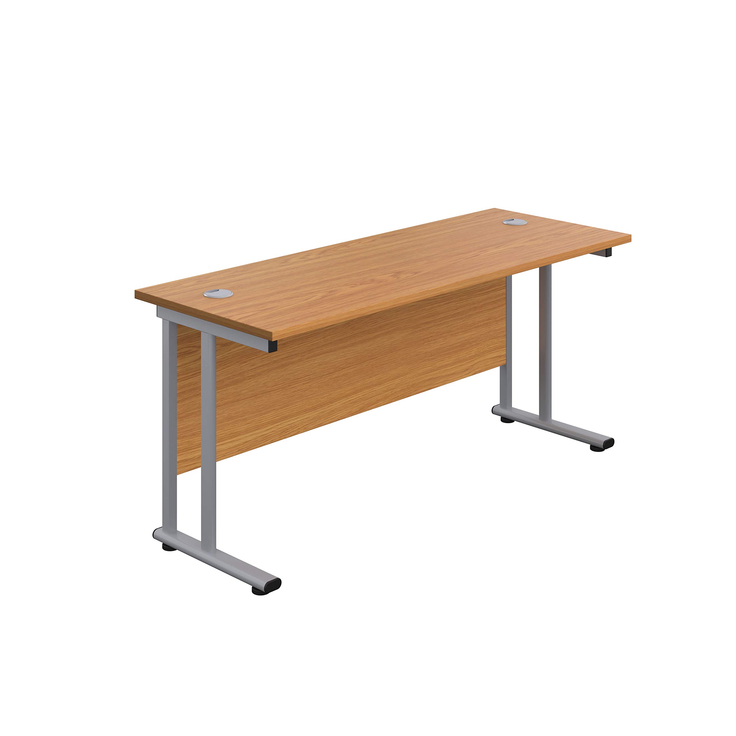 Office Hippo Heavy Duty Rectangular Cantilever Office Desk, Home Office Desk, Office Table, Integrated Cable Ports, PC Desk For Office or Home, 5 Yr Wty - Silver Frame/Oak Top, 120cm x 60cm โ image 1