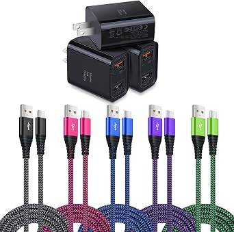 Dual USB Wall Charger, Costyle 3 Pack Total 30W USB Fast Charger Block with 10FT Long USB C Cable Compatible for Samsung Galaxy S23 S22 S21 S20FE Note 20 Ultra A54 A53 A03S