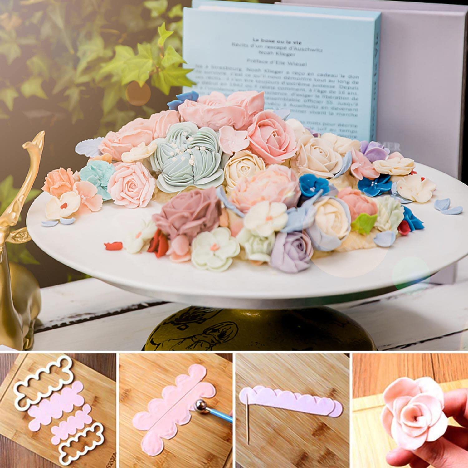 Stampini Per Rose Torta - Set 3 Misure, Tagliabiscotti Fiori, Per Fondente E Marzapane - Foto 3