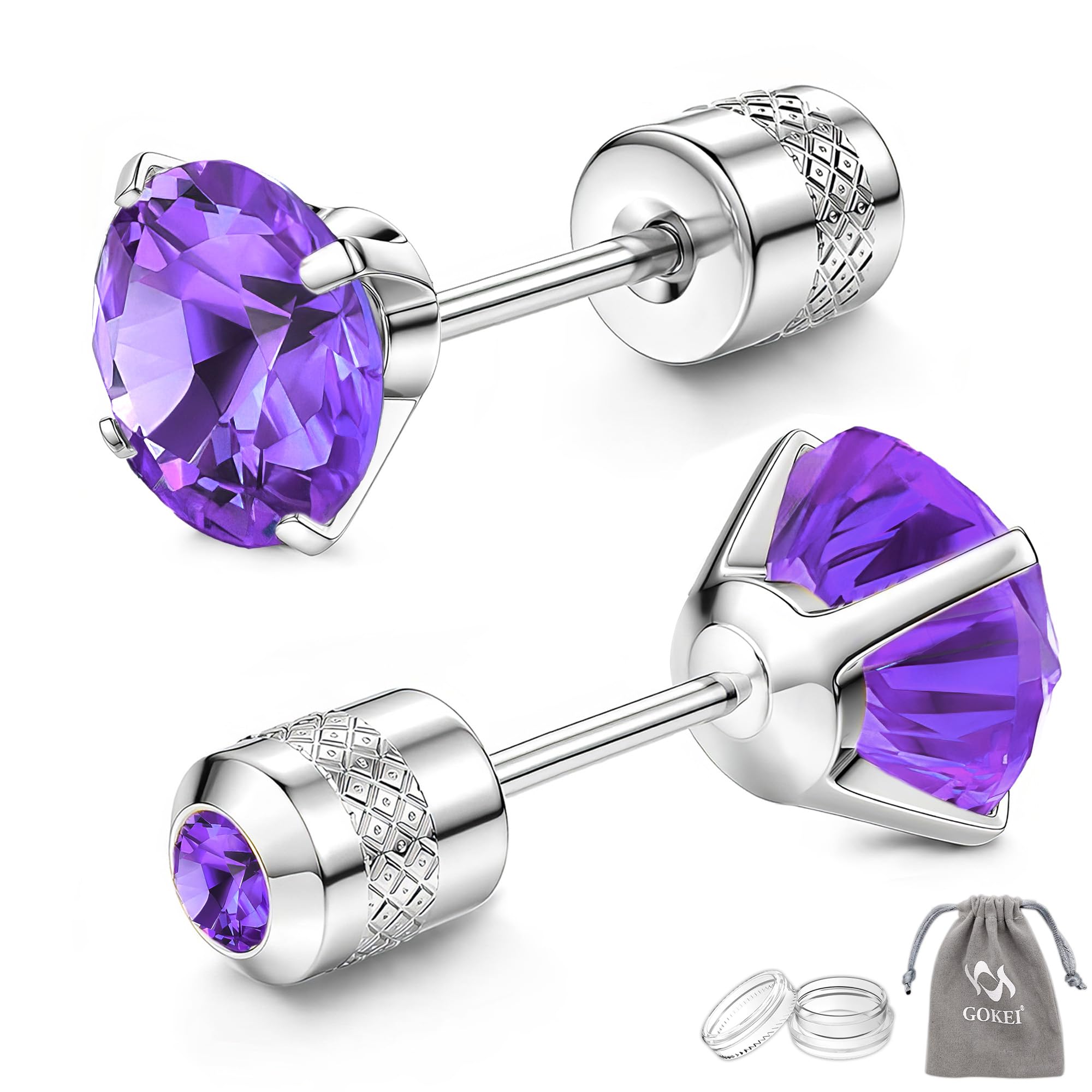 [GOKEI] ピアス レディース 2本 ネジ式ピアス 金属アレルギー対応 ネジ式 つけっぱなし サージカルステンレス ファースト セカンド ピアス ジュエルピアス ジュエルキャッチ pierce ピアッサー 軟骨ピアス 両耳用