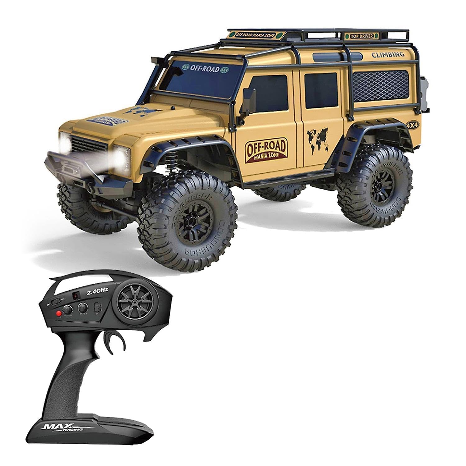 Remote Control Off-Road Truck Remote Control Car Remote Control Car Full Proportional 1/10 2.4GHz 4WD 15km/h Climbing Car RTR Toy for Kids Boys,Multicolor