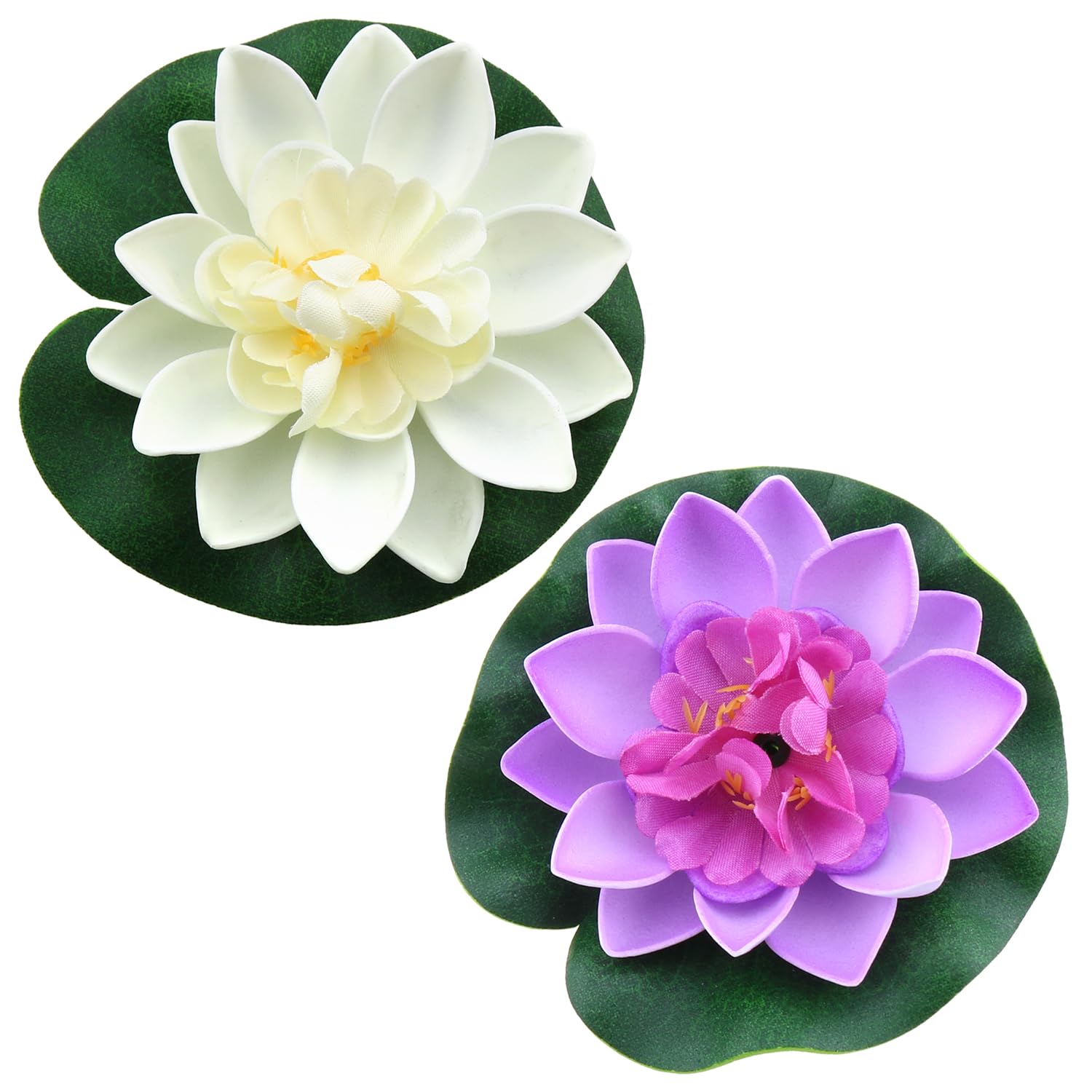 LUORNG 2PCS 10CM/3.94Inch Birdbath Fountain Accessory Lotus Leaf Flower Floating Spray Garden Supply Lotus Decoration Faux Artificial Lotus Flower for Garden Pond and Swimming Pool Decoration