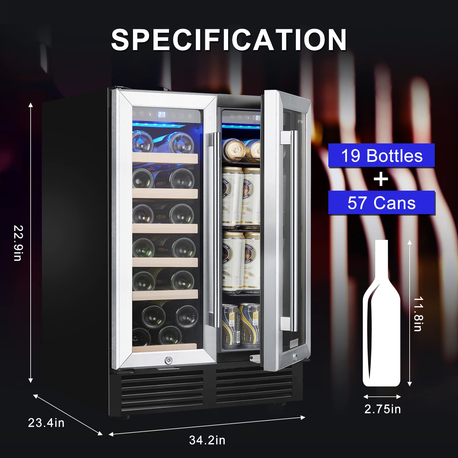 Amazon.com: 24 Inch Wine and Beverage Refrigerator, Dual Zone 19