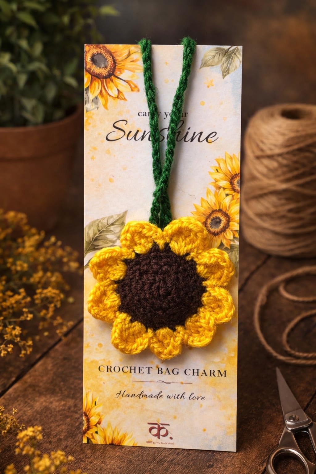 Kalaa Lifestyle Handmade Sunflower Crochet Bag Charm | Boho Floral Accessory for Tote Bags, Backpacks & Purses | ECO-Friendly | 100 GSM Crochet Yarn | Best for Gifting and Decoration-image-33