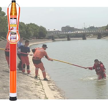 Telescopic Extension Pole 4-33ft,Pool Fiberglass Safety Rescue Pole for Struggling Swimmers, Portable Orange Emergency Lifesaving Rescue Equipment for Beach,YachtL1.25.5m/3.918ft