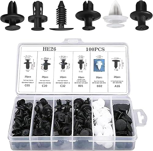 Miniatura 2 de cueclue Juego de 100 hebillas para automóvil, clip de remache PA66 para parachoques, accesorios duraderos impermeables de nailon, producto