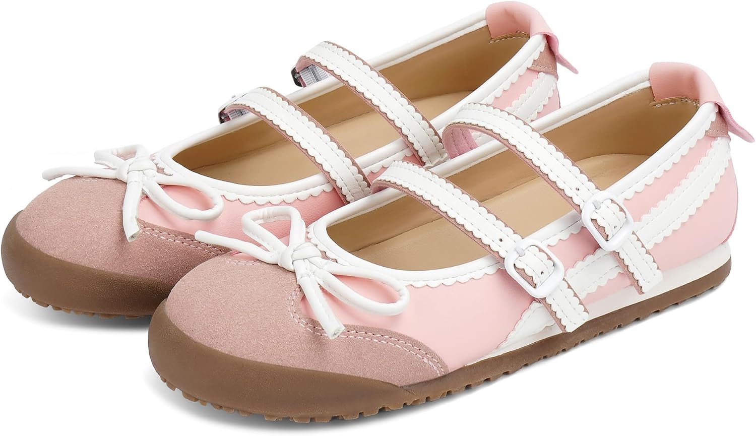  Mary Jane Sneakers Two Strap Rounded Toe Ballet Flats for Women thumbnail