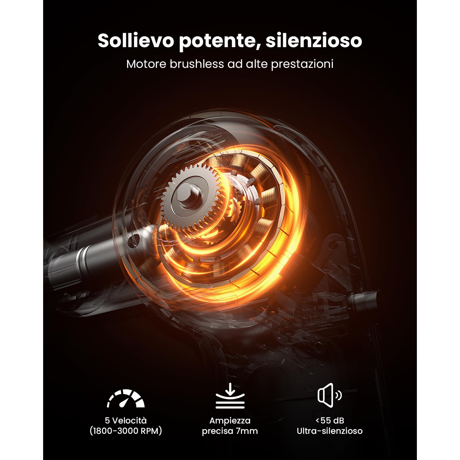 BOB AND BRAD Pistola Massaggio Muscolare con Calore e Terapia a Luce Rossa, Massaggiatore a Percussione per Spalle e Gambe, 2 in 1 con Manico Ergonomico e 5 Velocità Regolabili
