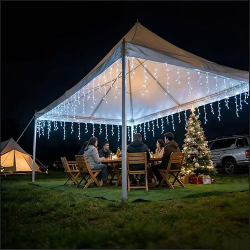 Miniatura 3 de Luces de carámbano inteligentes para Navidad, luces coloridas parpadeantes para exteriores, 43 pies, 400 LED, 48 modos de temporizador, enchufe