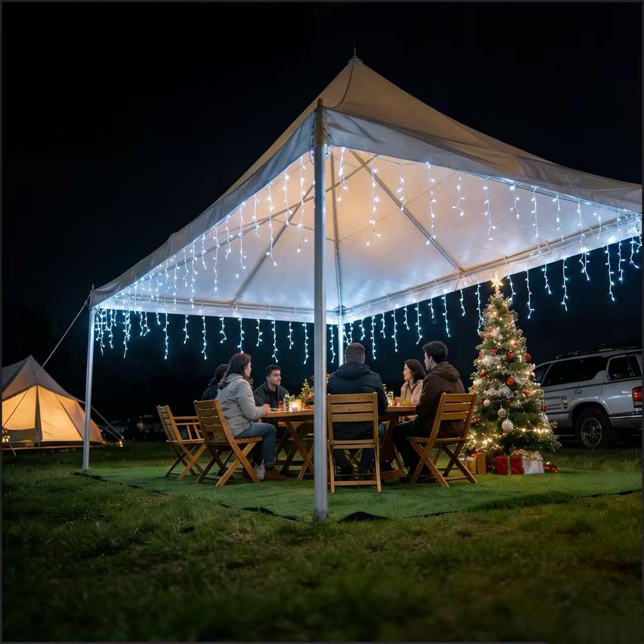 Weihnachts-Eiszapfen-Lichter für den Außenbereich, 13 m, 400 LEDs, intelligenter Farbwechsel, anschließbare Musik-Synchronisation, App-Steuerung, programmierbar, IP65 wasserdicht, 58 mehrfarbige Modi