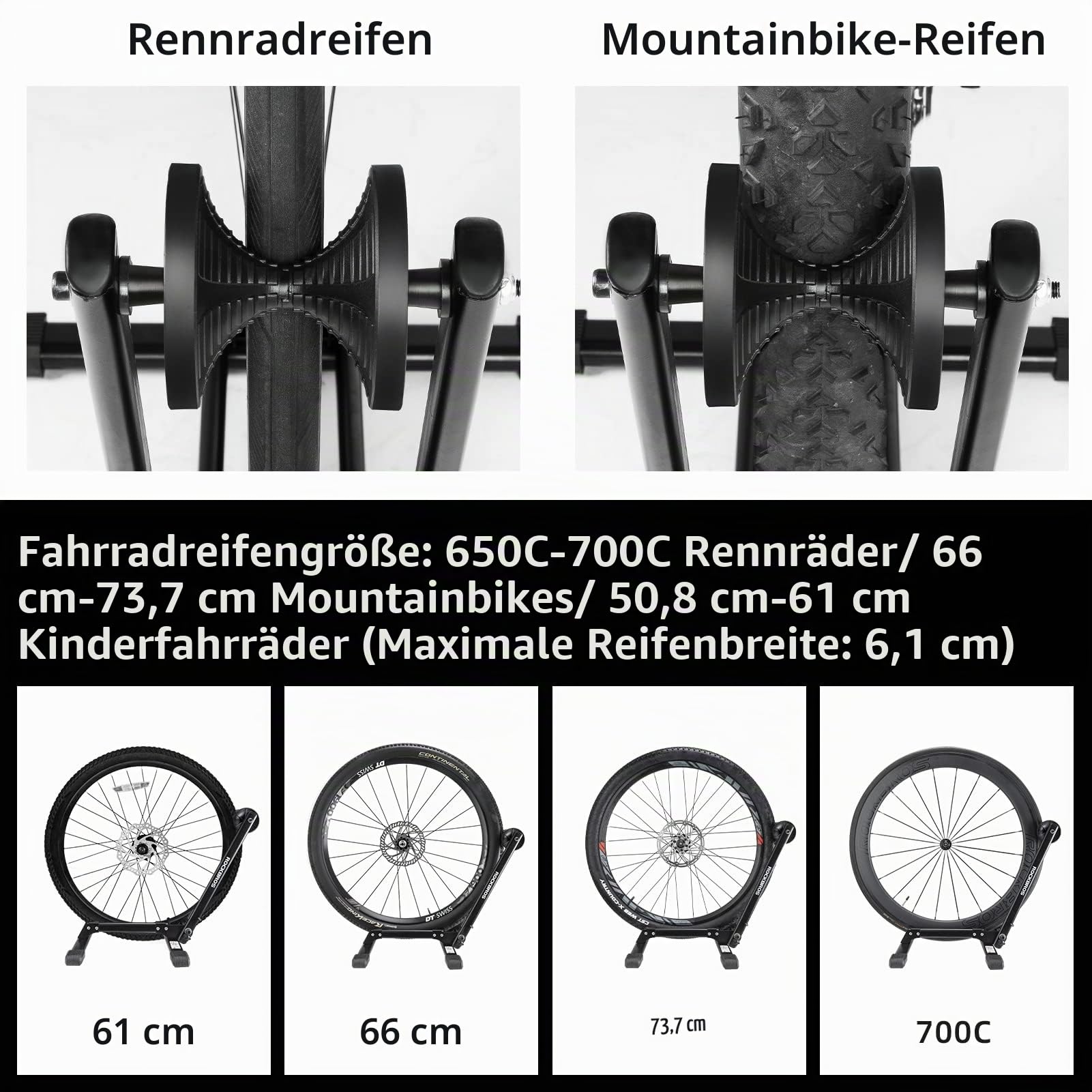 ROCKBROS Fahrradständer Fahrrad Faltbar Hinterradständer aus Kohlenstoffstahl Ideal für 24-27,5” Mountainbikes, Rennräder, Falträder