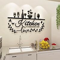 Luming 3D DIY Kitchen Wall Decor Stickers - Silver Black 'Bless This Home' Acrylic Wall Art for Kitchen, Dining & Living Room