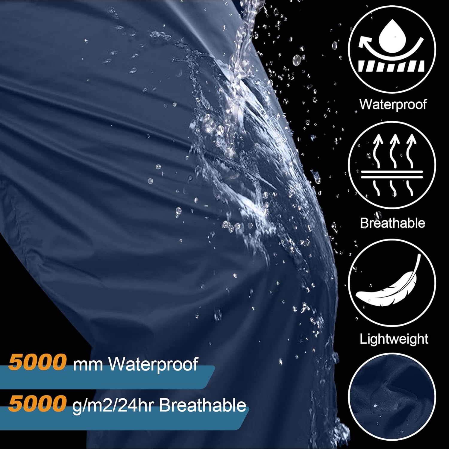 Mens Rain Pants Waterproof Windproof Hiking Outdoor Fishing Golf Cycling Pants - Image 3