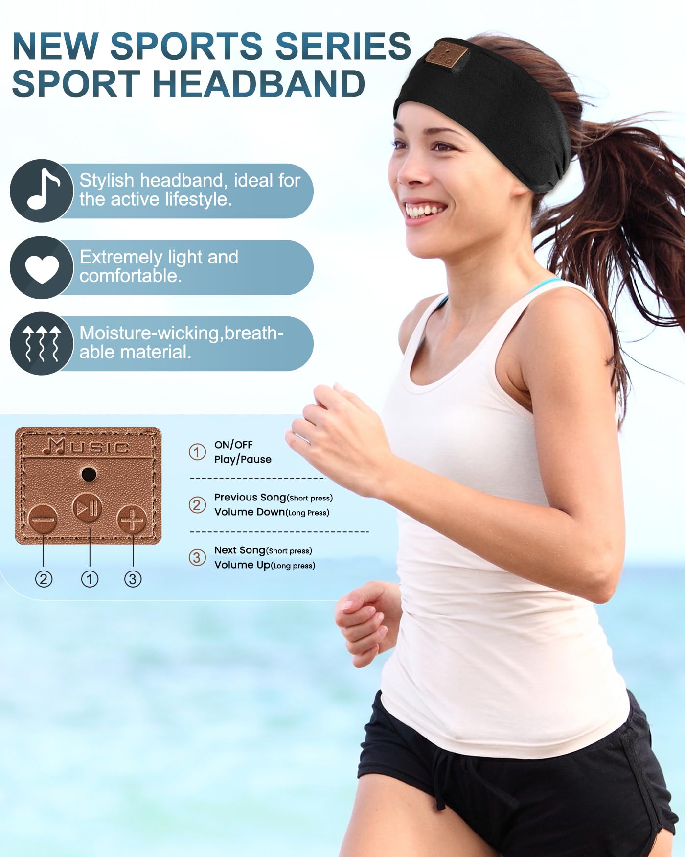 Paquete de 2 Auriculares para Dormir, Diadema con Altavoz estéreo HD Ultrafino, Diadema Bluetooth para Deportes, Entrenamientos, insomnio, Yoga, Viajes aéreos, meditación, Color Negro y Gris