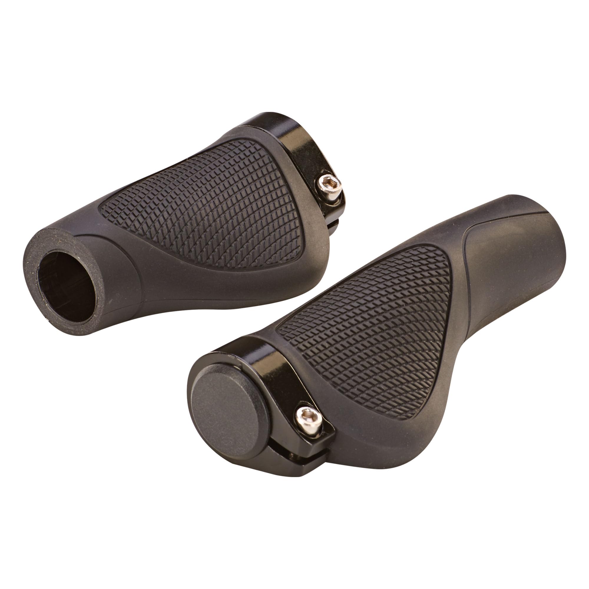 Prophete Ergo-Griffe, 1 Paar, schwarz, 132 mm Länge, ergonomisch geformt, Alu-Schraubbefestigung, passend für Lenker mit Drehgriffschaltung – Komfortable Fahrradgriffe
