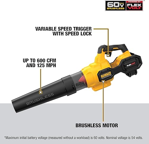 Miniatura 3 de DEWALT FLEXVOLT 60V MAX* Kit combinado de soplador y motosierra sin escobillas, batería de 3 Ah (DCBL772X1 y DCCS670B)