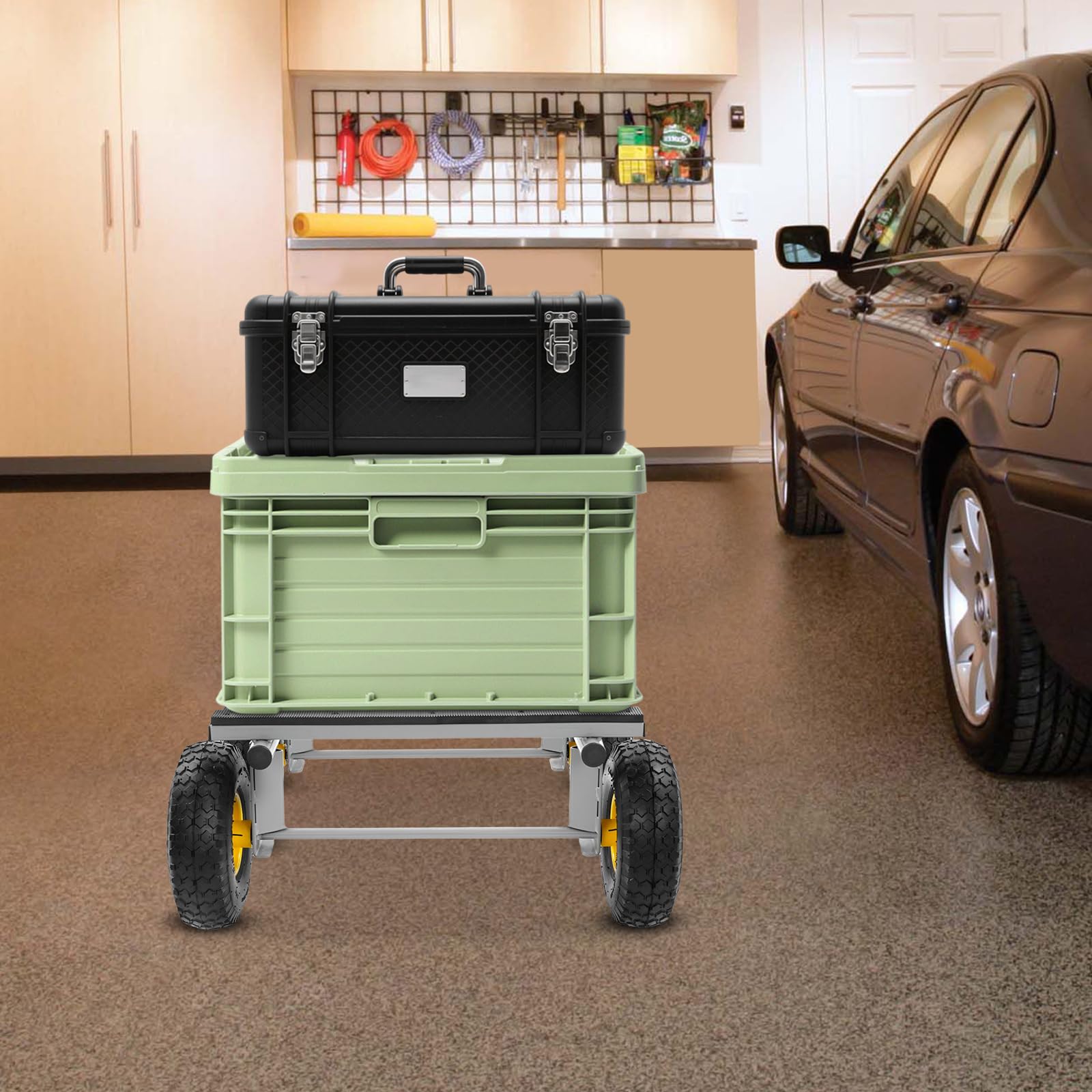 Carro de transporte de 6 ruedas, 1200 libras, carga pesada, carretilla de transporte, neumáticos de aire, carro multifunción, 101,6 x 55,7 cm