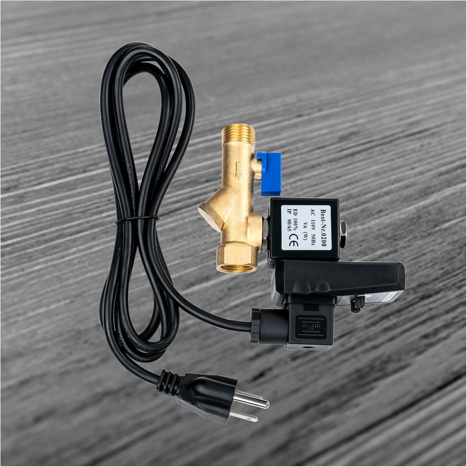 AC110V Automatic Timed Condensate Drain Valve with Power Cable, Electronic Air Compressor Drain Valve 1/2inch, Easy Installation Auto Drain for Air Compressor, As is shown, YRB-ZJK-7BG489