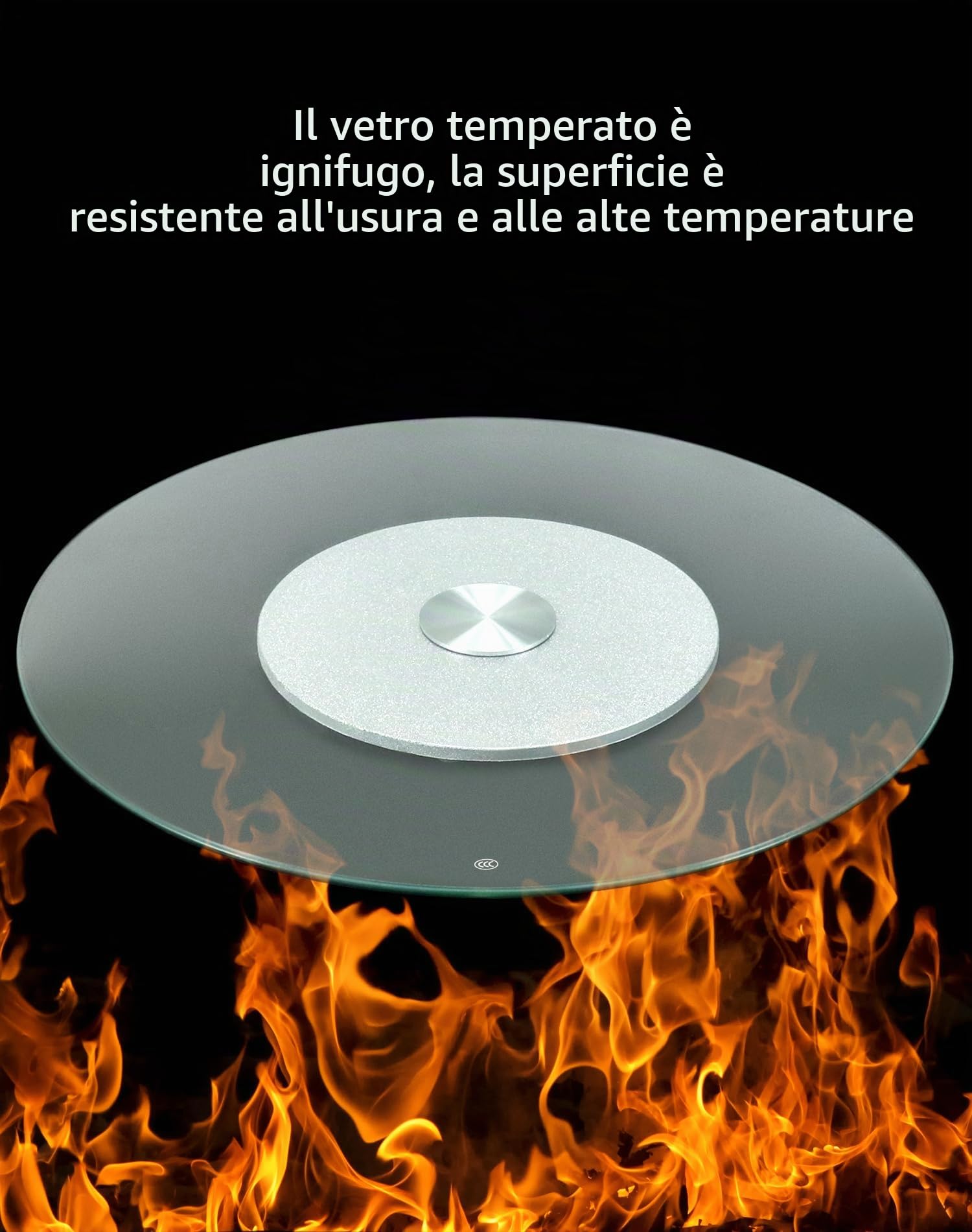 QWORK® Piatto Da Portata Girevole Lazy Susan In Vetro Temperato, Piatto Girevole, 68 cm