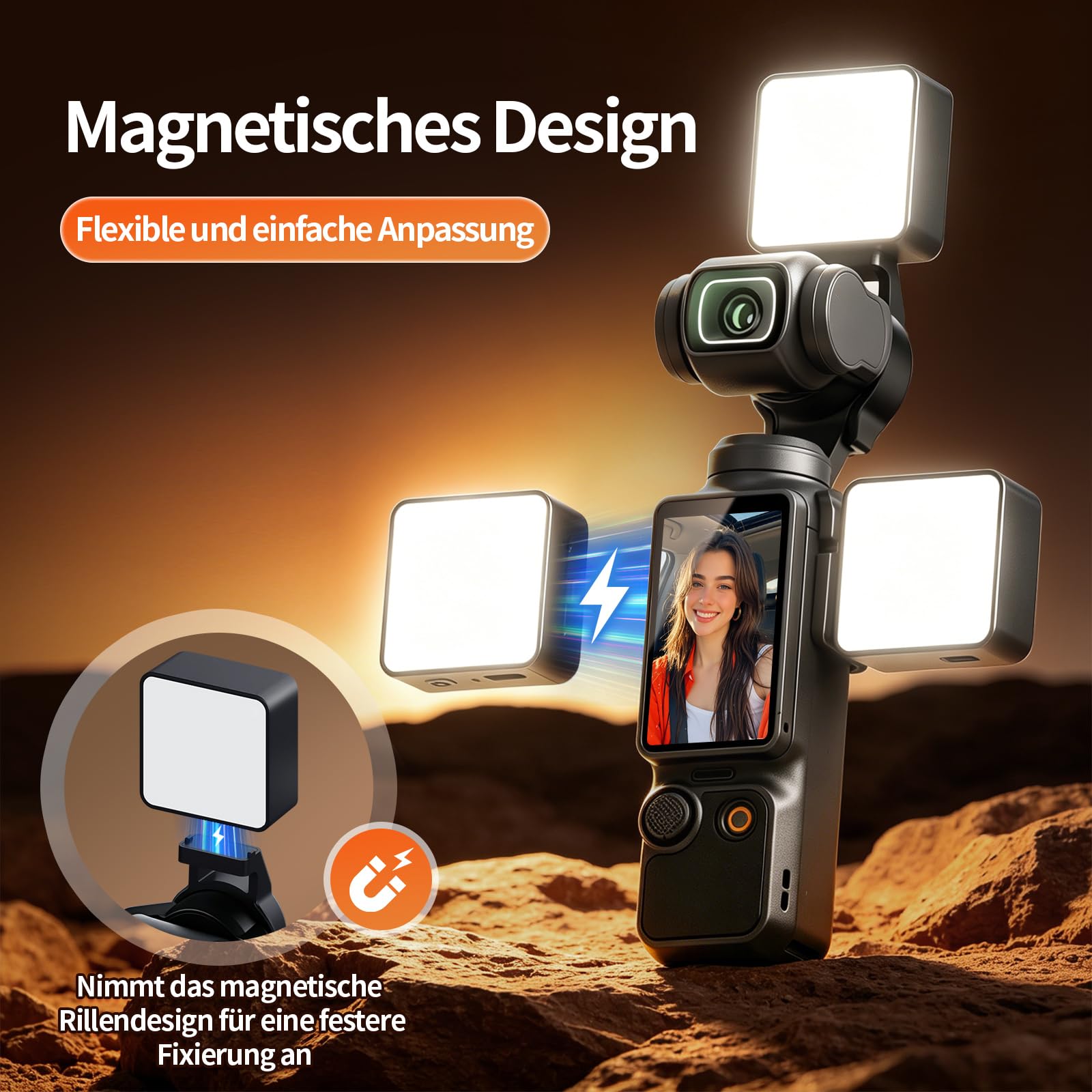 yAyusi 3er-Set Magnetisches LED Video Licht für DJI OSMO Pocket 4/3, 500mAh Mini Fülllicht, Pocket 4/3 Zubehör, CRI≥95, 2 Helligkeitsstufen ＆ 3 Farbtemperaturmodi für Selfie-Vlog-Aufnahmen