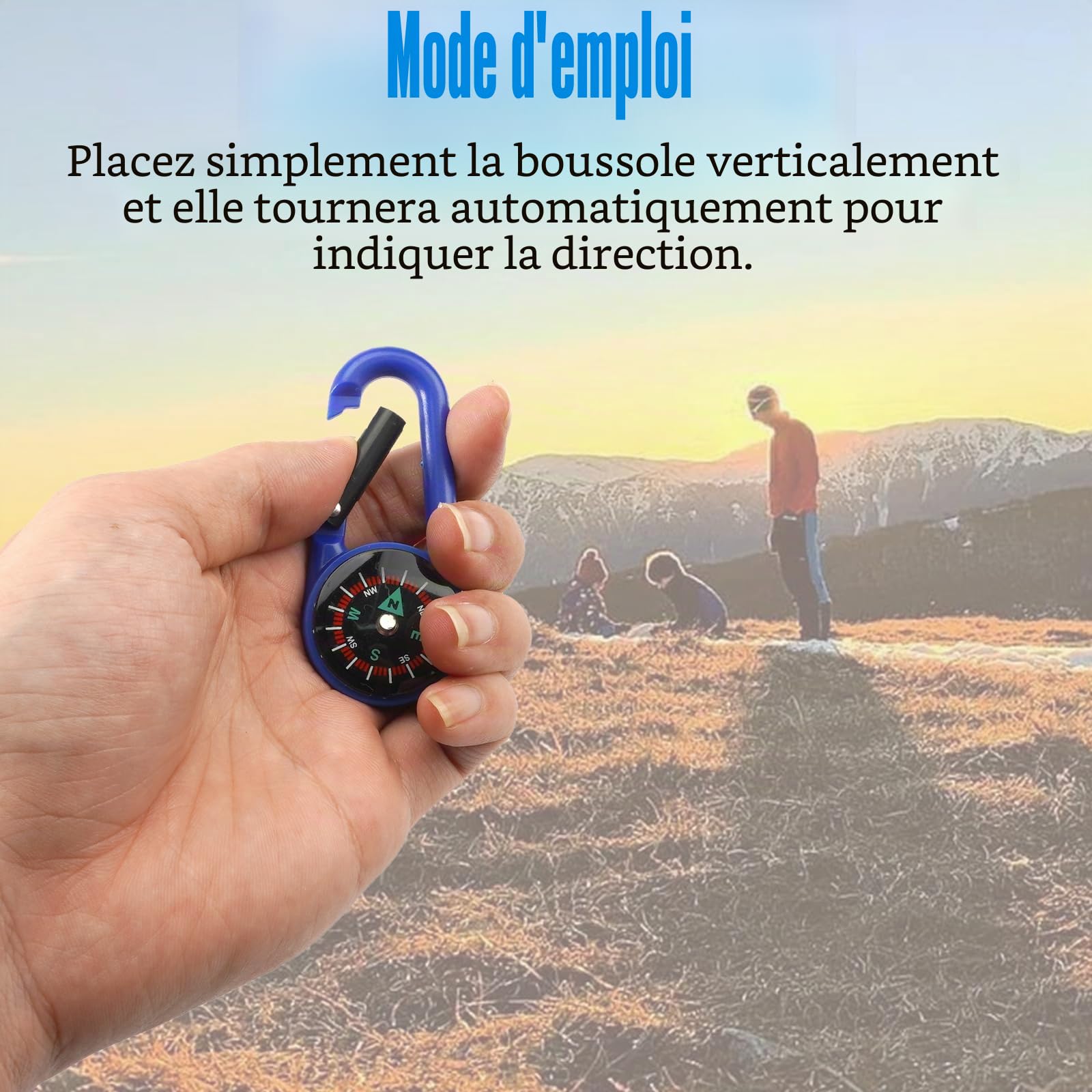 10 Pièces Boussole de Camping Colorée,Boussole Randonnée,Boussole Enfant,Multicolore Boussoles Randonnée,Mousqueton Multifonction avec boussole,Mini boussole pour l'extérieur, Le Camping, Les Urgences