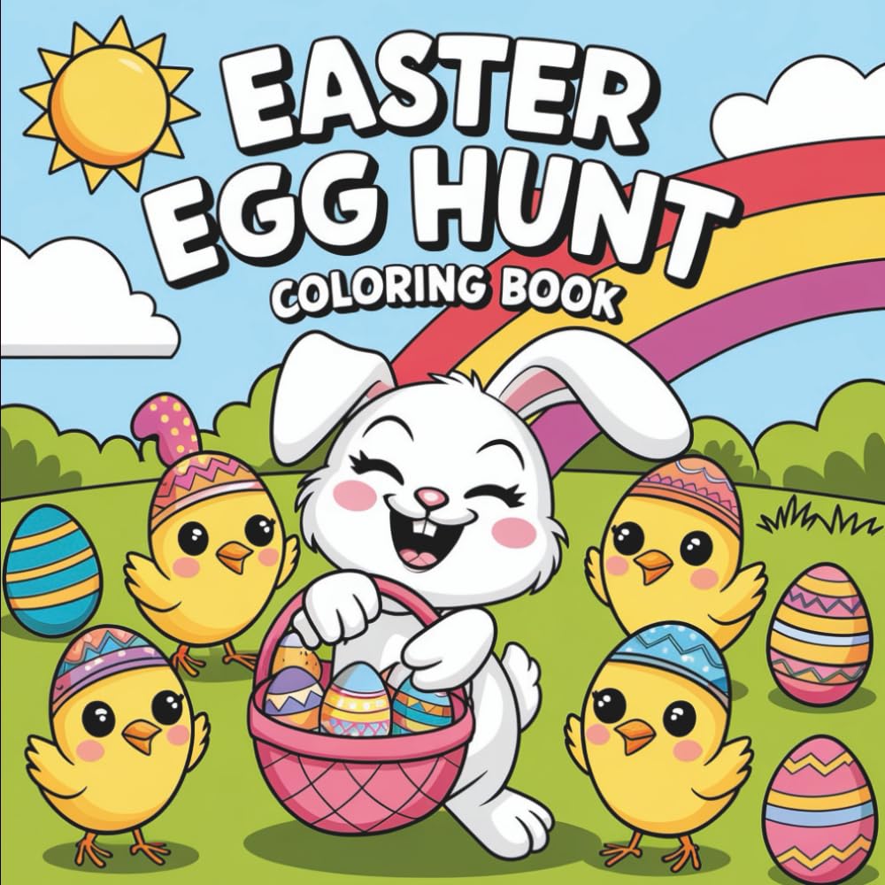 Easter Egg Hunt Coloring Book: 55 Big, Bold & Easy Easter Coloring Pages — Cute Bunnies, Chicks, Eggs & Springtime Fun for Kids (Bold & Easy Seasonal Coloring)