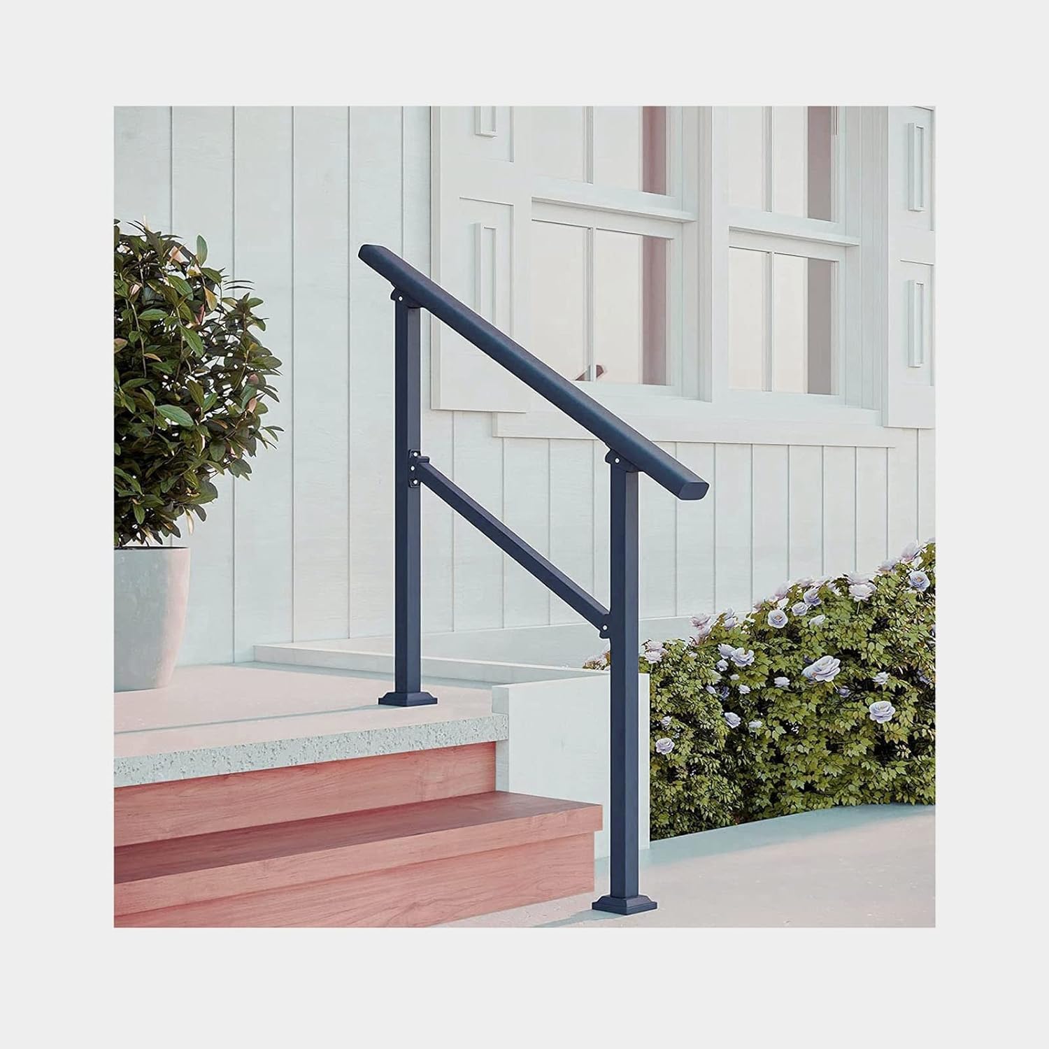 WaiDXn Stair Handrail, Handrails For Outdoor Steps, Stair Railing 1-2 Step Handrail, Wrought Iron Handrail For Concrete Steps