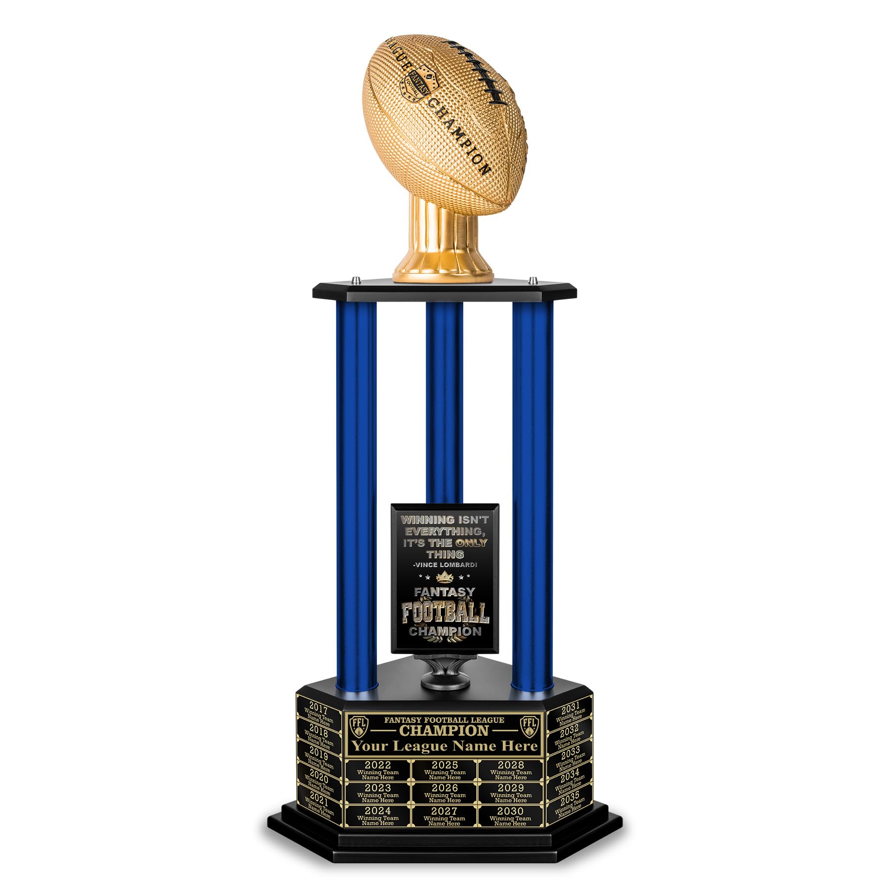 TrophySmack 19-Year Perpetual Fantasy Football Trophy, Custom Engraved