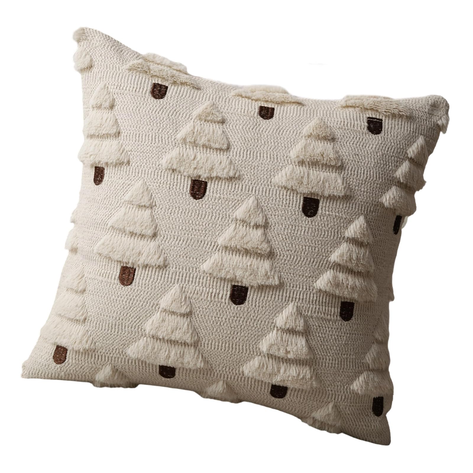 Xjdzineq Celebratory Holiday Embroidered Pillow Cover Machine Washable Polyester Inviting Home Deck Christmas Plan Winter Living Room Pillow Deck