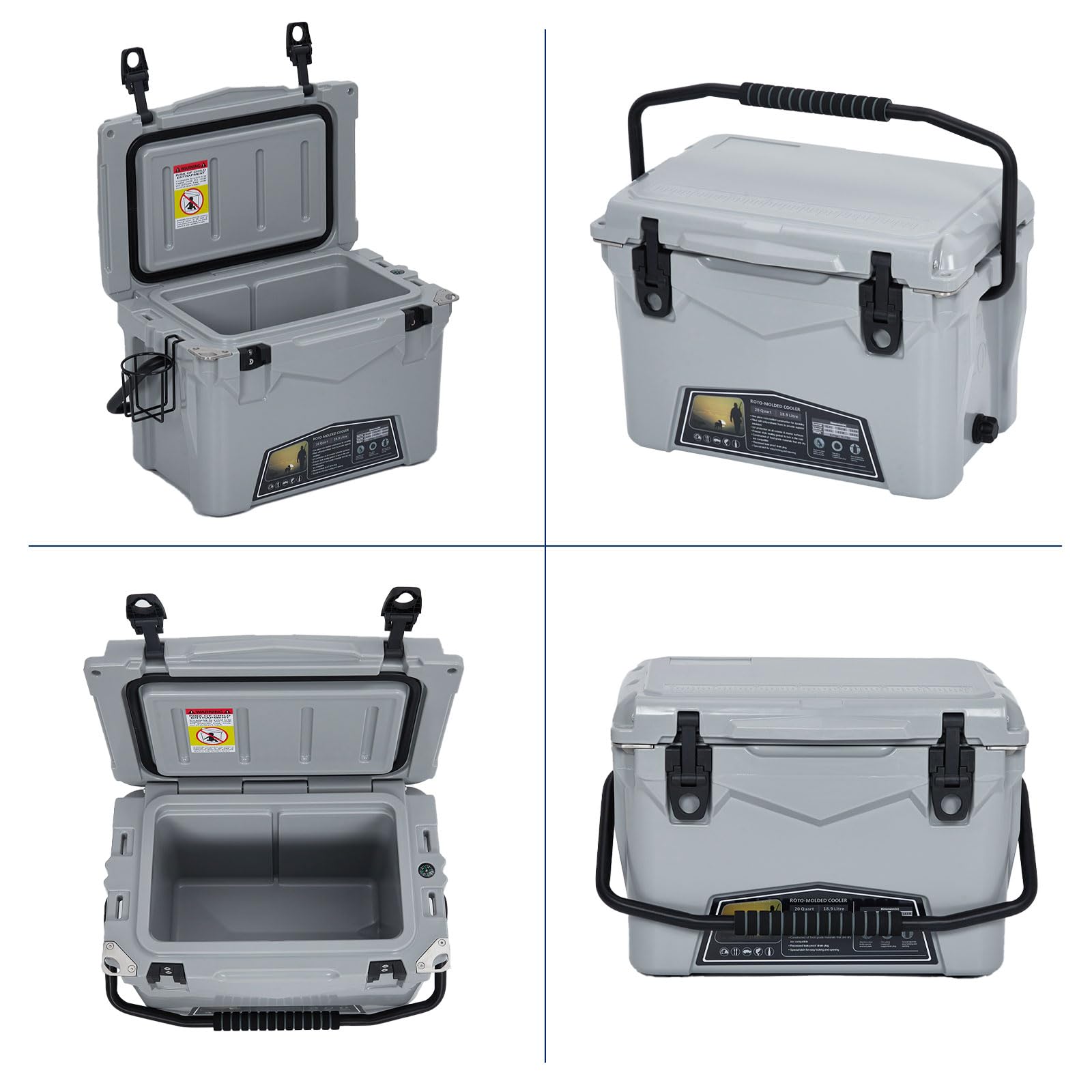 Garvee Langanhaltende Kühlung für unterwegs – 20QT Rotomolded Hard Cooler – Isolierte, tragbare Eistruhe mit 5 Tagen EIS-Erhalt, Heavy Duty Griff, ideal für Strand, Camping, Picknick, BBQ & Angeln –