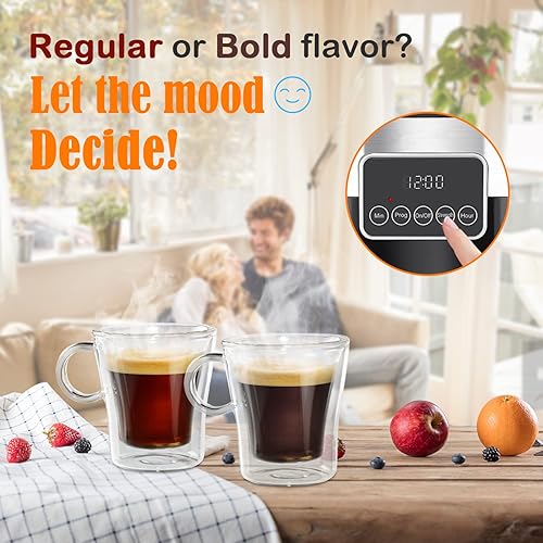 Miniatura 3 de KEVCHE Cafetera programable de 10 tazas cafetera eléctrica de goteo con jarra de vidrio y placa de calentamiento resistencia a la cocción múltiple