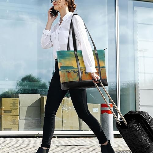 Miniatura 7 de Sunset Deers - Bolsas para computadora con clase con cremallera para universidad con pañal maletín ejecutivo para mujer