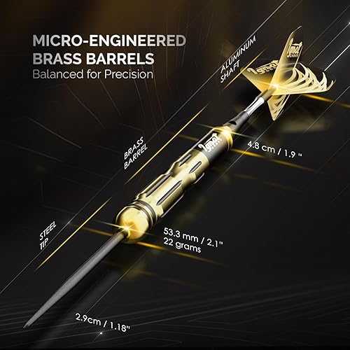 Miniatura 3 de IgnatGames Juego de dardos de punta de acero, paquete de 3612 dardos de latón con estuche exquisito, ejes de aluminio, 2 juegos de vuelos,