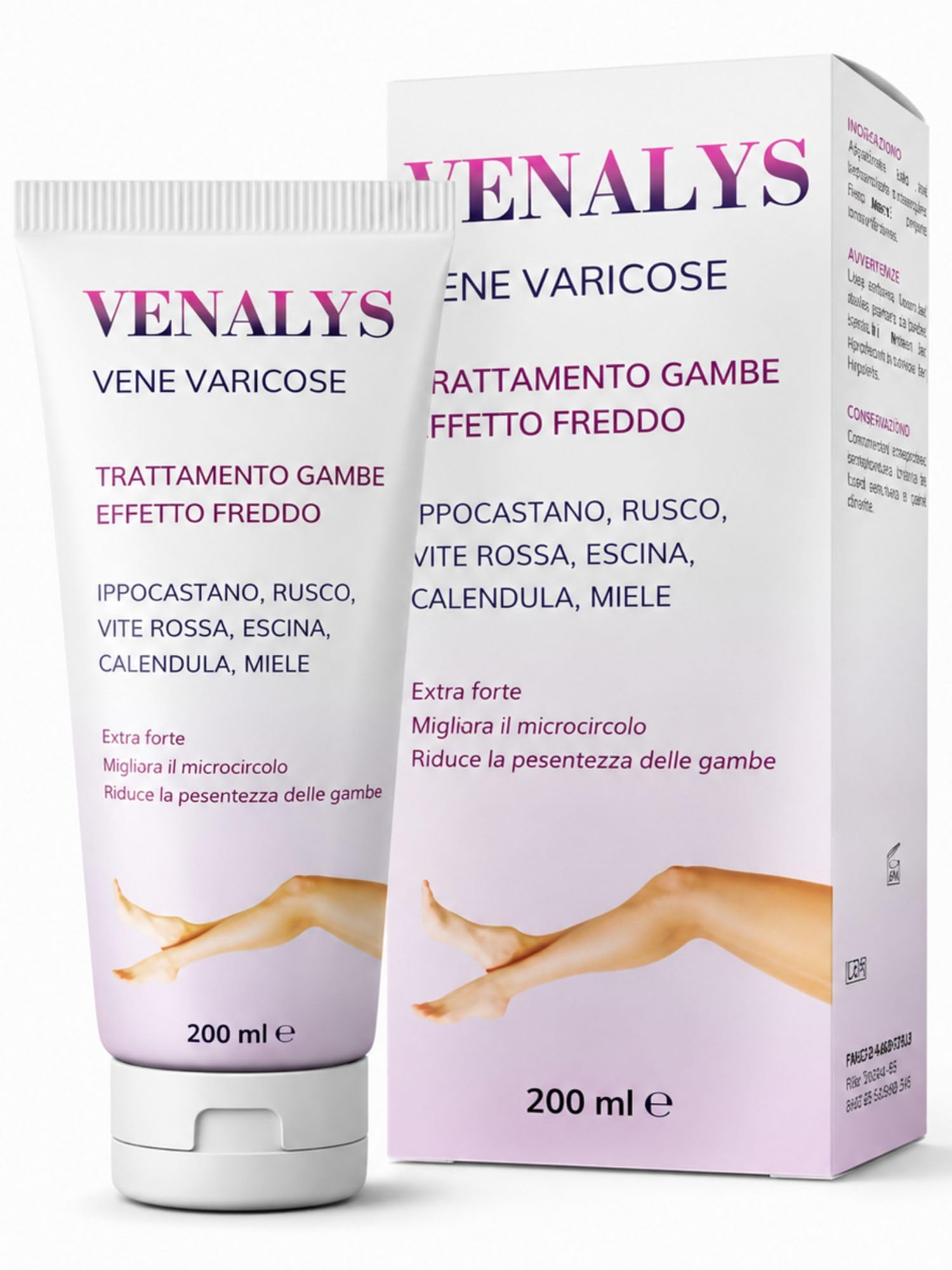 VENALYS 200 ml Crema vene varicose e capillari ,migliora la circolazione gambe - sollievo immediato .Con centella asiatica Ideale per eliminare il senso di Pesantezza delle gambe, Made in Italy