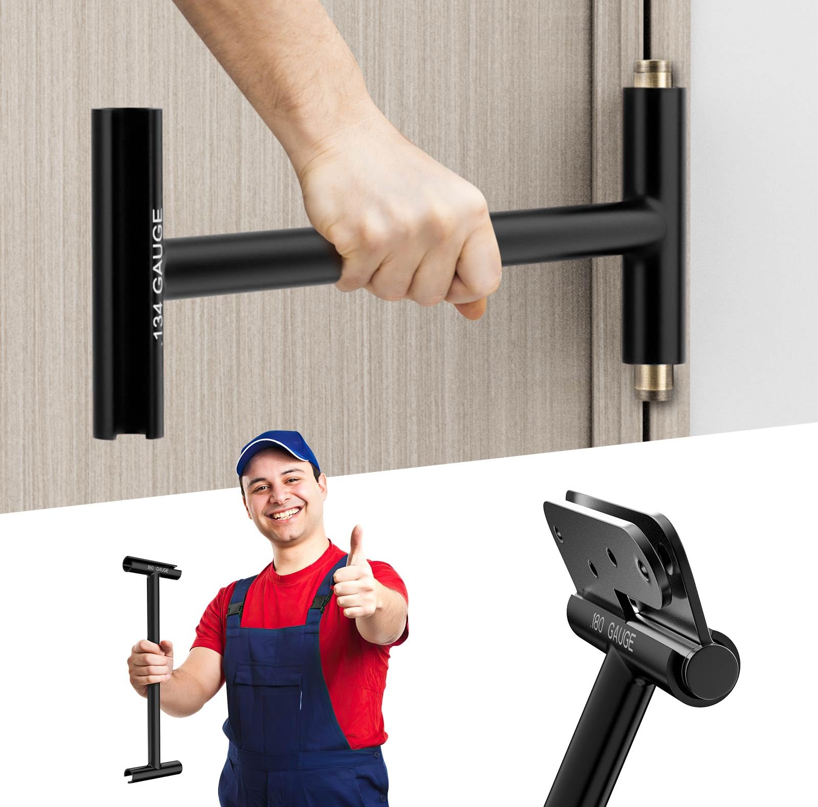 Mixizigoz Commercial Hinge Gap Adjusting Wrench for .180 Gauge and .134 Gauge, Double Head Hinge Bender Tool Repairing Door Gap - Sturdy Practical Door Adjustment Tool (Black)