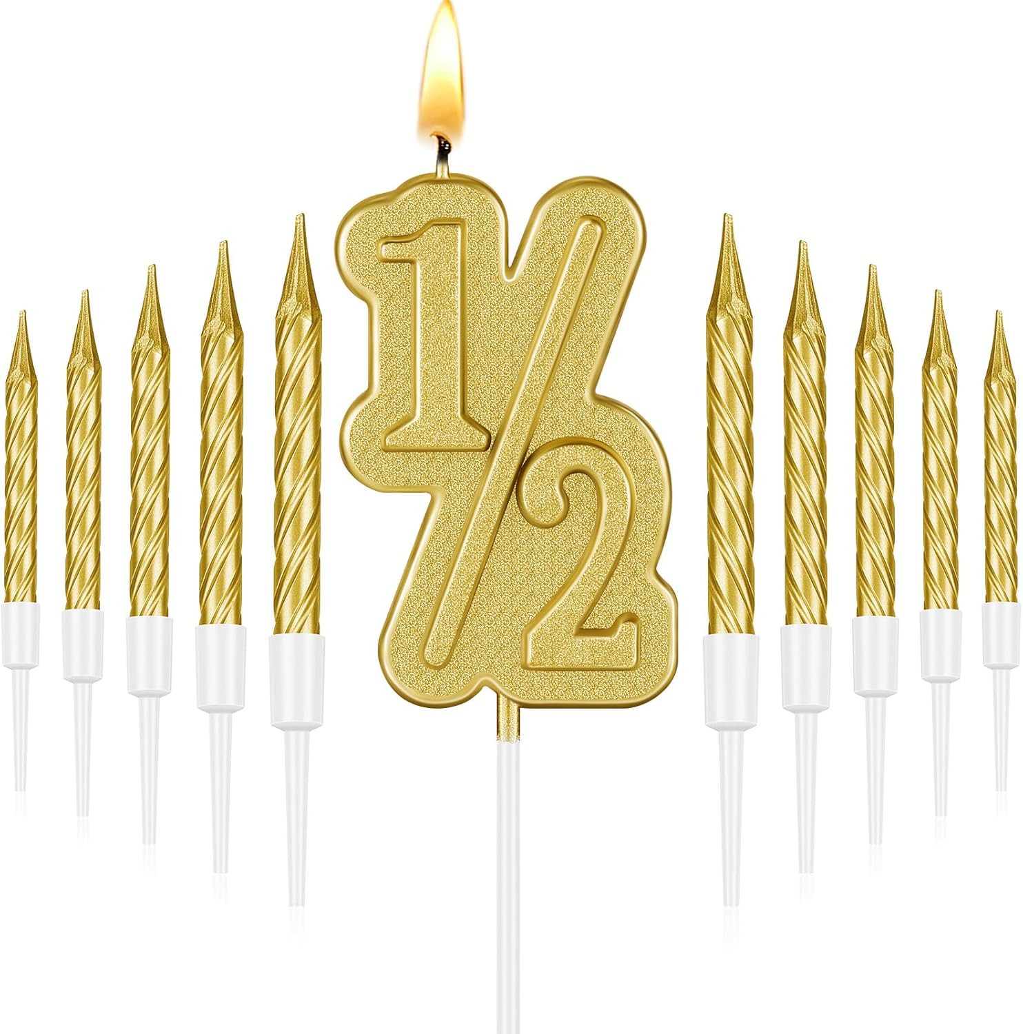 MTLEE 1/2 Birthday Candle Half Birthday Cake Topper with 10